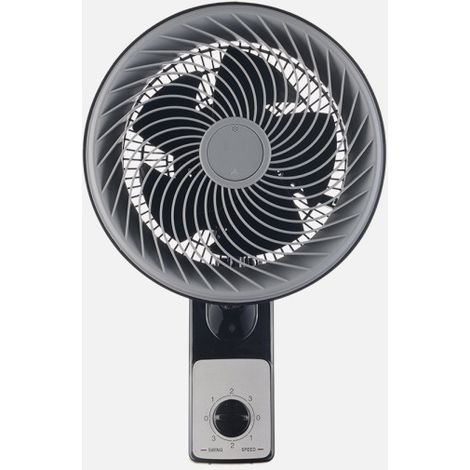 Ventilador Pared Aeolus 75w Negro/gris 3vel 5aspas 27d  Alta Velocidad Fijo Y Rotatorio Orientable 45,5x27x34cm