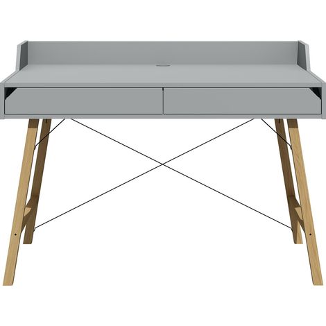 Lotta Bureau enfant 120 cm avec 2 tiroirs et passe-câbles blanc (1/4)