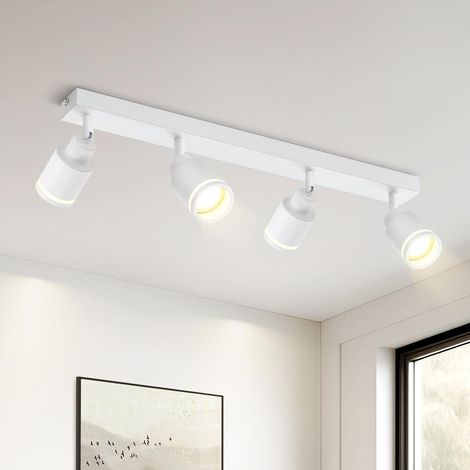 ZMH Plafonnier Plafonnier Moderne 4 Ampoules : Spots de Plafond Pivotants GU10 Plafonnier Spot Lampe de Cuisine Lampe de Couloir en Métal en Blanc pour Couloir Bureau Salon Chambre sans Ampoule (1/5)