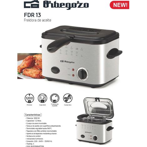 Freidora orbegozo fdr13 1200 W 1,2 L acero inoxidable