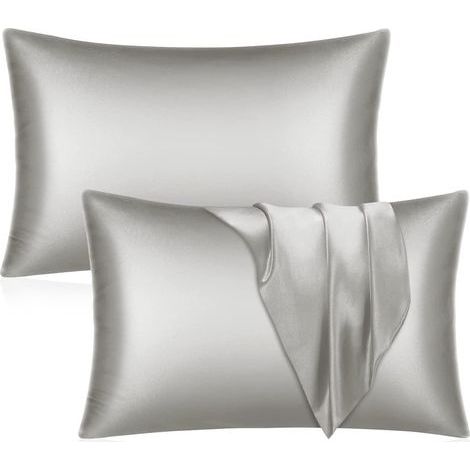 Set of 2 satin pillowcases - Grey hair and skin pillowcase, standard size with envelope closure, 51 x 76 cm (1/5)