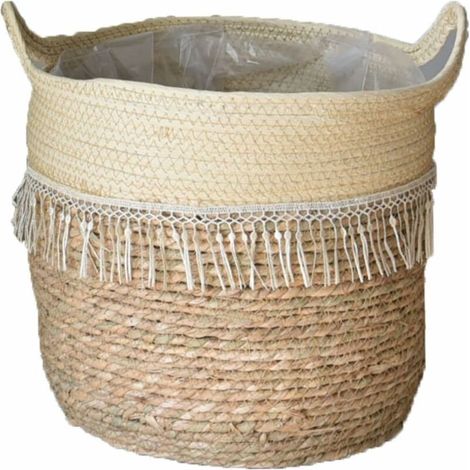 Großer, handgeflochtener Rattankorb, ideal für Zimmerpflanzen, natürlicher Blumentopf, Wohndekoration, 20 cm (1/5)