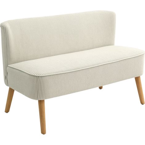 Canapé 2 places, revêtement souple, housse facile d'entretien, charge maximale de 150 kg, 117 x 56,5 x 77 cm, blanc crème (1/5)