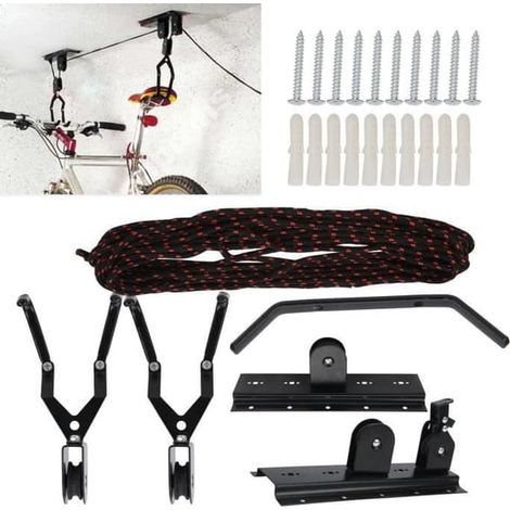 Barres de toit - Dilwe - Support mural de rangement - Noir - Pour vélo et kayak - Gain de place (1/4)