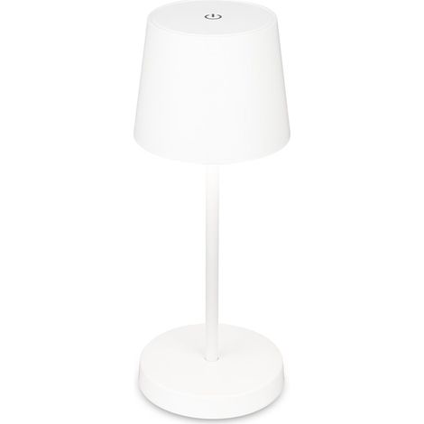 Lámpara de mesa LED inalámbrica IP44 blanca con regulador de intensidad para noche o terraza. (1/5)