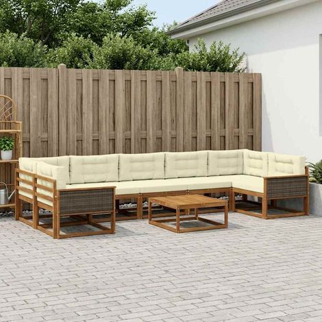 vidaXL Outdoor-Sofagarnitur mit Kissen 8 pcs Natur und Creme (1/5)