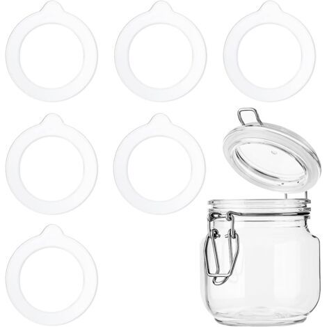 Lot de 6 Joints de Rechange en Silicone, Joints en Caoutchouc étanches et réutilisables pour Couvercle de Bocal Mason bocaux en Verre à Large Ouverture (3,7 x 2,7 Pouces) (1/5)