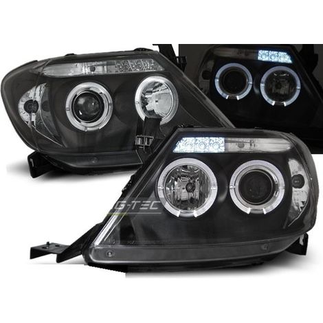 Paire de feux phares Toyota Hilux 05-11 angel eyes noir-27361848