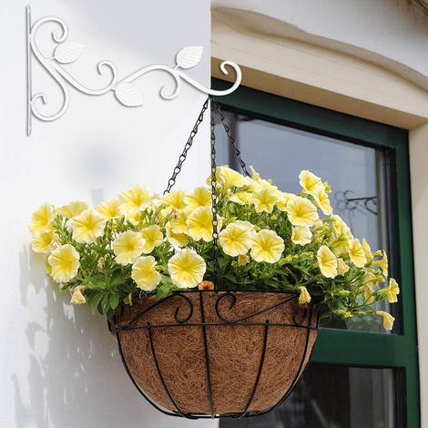 2 Stück Wandhaken aus Eisen im europäischen Stil für Blumentöpfe, Gartendekoration, Ornamente (Weiß) (1/5)