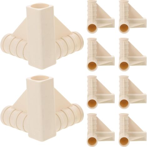 Set of 12 Beige 16mm Tent Pole Connectors, Durable Plastic Replacement Corner Connectors for Camping Tent and Gazebo Frames (1/5)