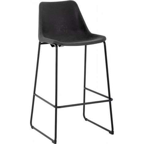 Tabouret haut de bar assise (H)1060 mm, en acier poudré, polyuréthane noir