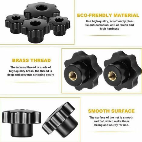 Boutons De Serrage En Forme Detoile - Plastique - M4 M6 M8 - Pour Assemblage Electrique Et Mechanique - Lot De 30 (1/4)