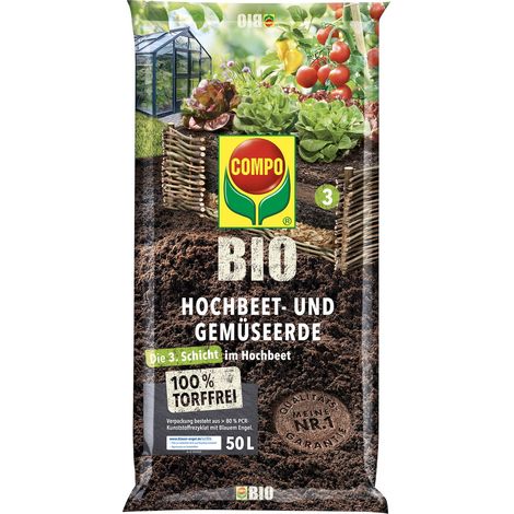 COMPO BIO Hochbeet- und Gemüseerde torffrei, 50 L