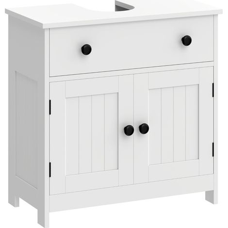 Mueble bajo lavabo independiente blanco con cajón y 2 puertas, 60 x 30 x 60 cm (1/5)