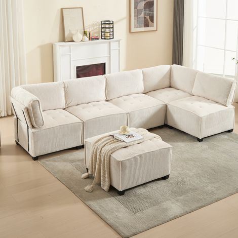 Sofá modular de 6 plazas con bolsillos laterales OKMYHOME (1/5)