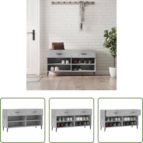 Schuhregal - Schuhbank Betongrau 102x35x55 cm Holzwerkstoff (1/5)
