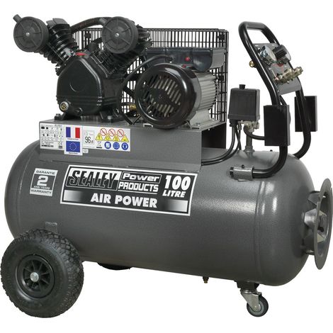 Sealey Air Compressor 100L Belt Drive 3hp with Front Control Panel SAC3103B (1/5)