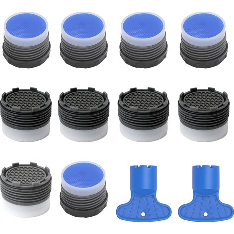 Lot de 10 aérateurs de robinet M18.5 + 2 clés, mousseur économique pour cuisine et salle de bain