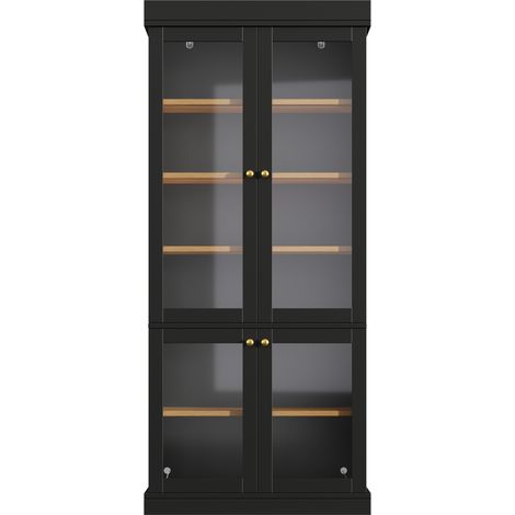 Vitrina alta de cristal negra 80 x 40 x 180 cm con LED, MDF y metal HOMVRA (1/5)
