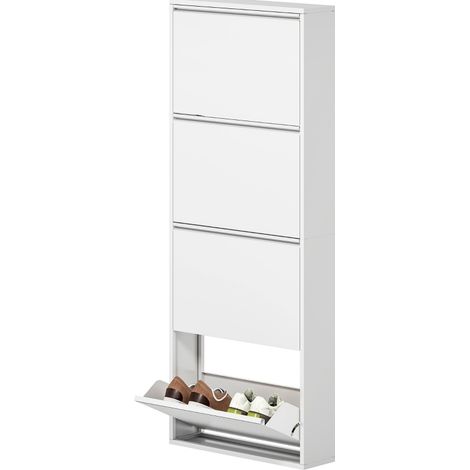 Zapatero de metal blanco con 4 abatibles para 8 pares 55 x 15 x 139,5 cm (1/5)