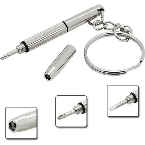 Tournevis Pour Lunettes - 3 En 1 Tête Plate Phillips Et Torx - Porte-Clés Compact - Réparation Montures Et Montres - Lot De 3 (1/5)