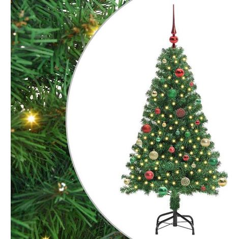 Sapin de Noël artificiel vert, 150 cm, en PVC, acier et plastique. (1/5)