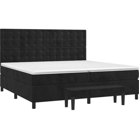 Sommier à lattes de lit et matelas Noir 200x200 cm Velours vidaXL (1/5)