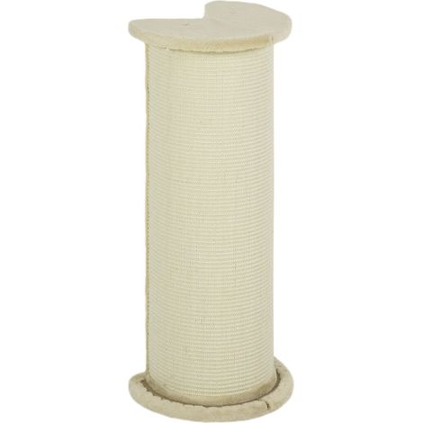 Griffoir d'angle pour chats en bois avec corde sisal naturelle, 35 x 35 x 85 cm, crème (1/5)