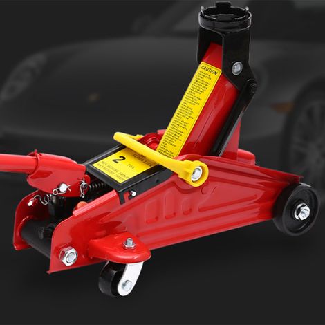 Cric de voiture robuste de 2 tonnes, rouge, pour l'entretien de véhicules, SUV, camions et engins lourds. (1/5)