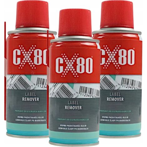 CX80 LABEL REMOVER Spray líquido para quitar pegatinas, removedor de adhesivo 150 ml x 3