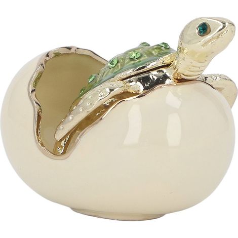 Coffret bijou tortue verte artisanale en alliage de zinc, figurine bébé tortue éclosion, boîte décorative de bureau pour rangement. (1/5)