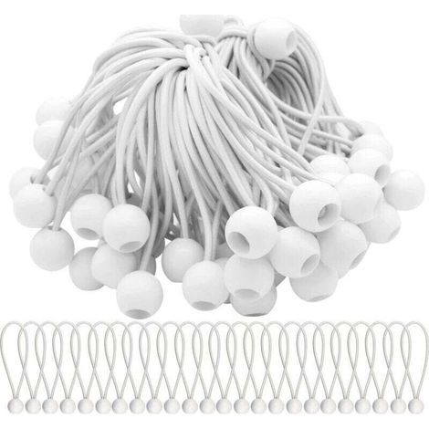 Lot de 50 Tendeur Elastique Cordons Élastiques avec Boules Sandow Elastique Boules Elastiques pour chapiteaux, tentes, bannières et bâches