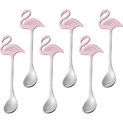 Outanaya Lot de 6 Cuillères à Glace en Acier Inoxydable Forme Flamant (1/5)