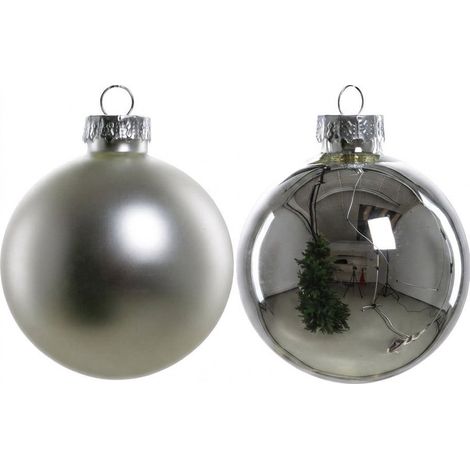 TrendLine Christbaumkugeln 20 Kugeln Ø 6 cm Glas Silber Weihnachtskugeln (1/3)