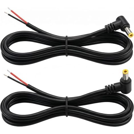 Cable Alimentation Coudé, Câble CC Mâle vers Fil Nu 90 Degrés, Connecteur DC 5.5 X 2.5 Mm Cuivre Pur, Rallonge Électrique 1 Mètre pour Système Surveillance, Routeurs, LED 180W Max (1/5)