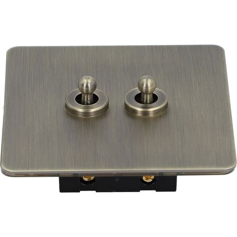 Interrupteur à bascule 2 positions, finition bronze antique texturé, plaque en acier inoxydable, 250V AC (1/5)
