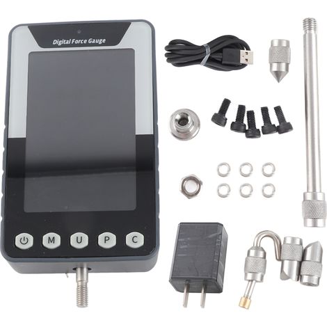 Dinamometro digitale portatile per prove di trazione e compressione con 3 unità di misura N/LB/Kg, display LCD retroilluminato e spegnimento automatico per prove di trazione distruttive in compression (1/5)