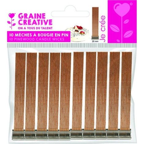 Graine Créative - Mèches à bougie en bois Larg. 2 cm 10 pièces (1/3)