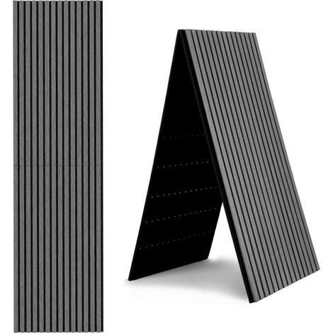 TolleTour Pannello fonoassorbente legno 240x60 cm pieghevole, doghe su feltro, pannello parete, assorbimento acustico, Rovere argento, 2 pz (1/5)