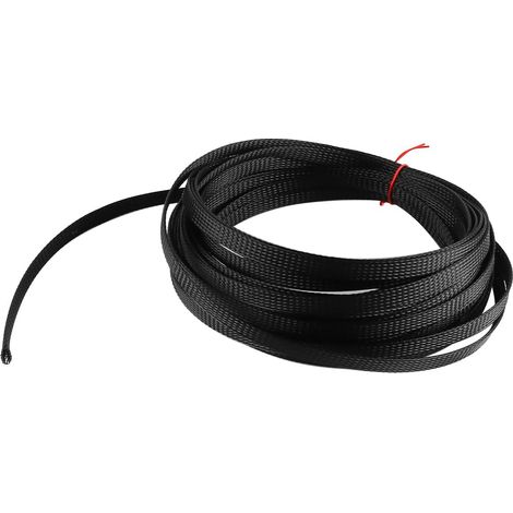 Tube tressé en Nylon Ignifuge Noir, Tube tressé télescopique crypté en Pet, Manchon de Protection d'isolation Flexible, diamètre de 10 mm, Longueur de 10 mètres (1/5)