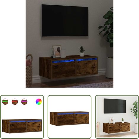 LED-Leuchten - TV-Schrank mit LED-Leuchten Räuchereiche 75x35,5x25 cm (1/5)