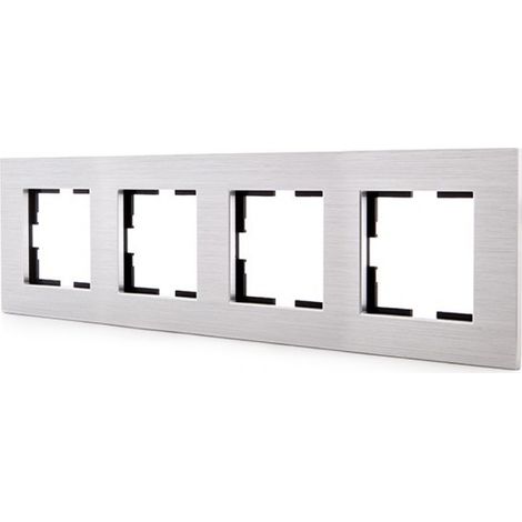 Marco Panasonic Novella 4 Elementos Horizontal-Vertical, Aluminio Eloxal Plata (Compatible Mecanismo Karre)