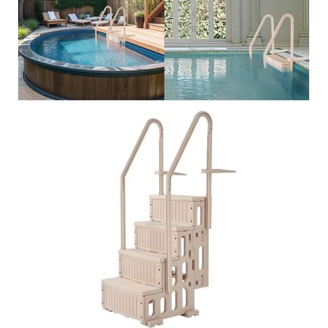 Échelle de piscine, conception à double main courante, équipée de marches antidérapantes et durables, échelle de sécurité à quatre marches, accessoires de piscine, adaptée aux piscines hors-sol