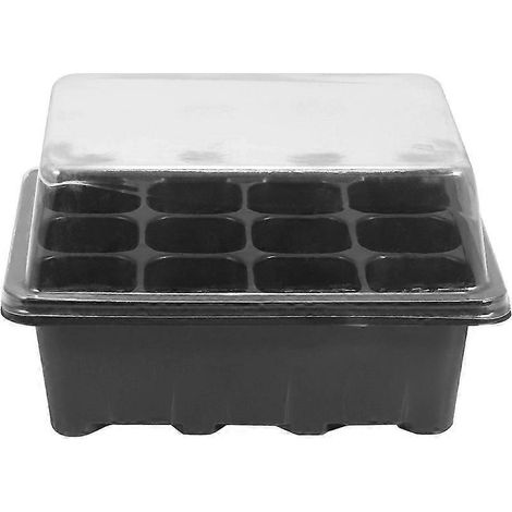Lot de 8 plateaux de semis avec couvercles, 12 alvéoles, en plastique, pour la propagation des graines. (1/5)