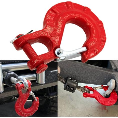 Crochet de remorquage de voiture, kit d'anneau de remorquage de voiture, compatible avec SUV, Camion, Camionnette, Remorque, en alliage d'acier, rouge (1/5)