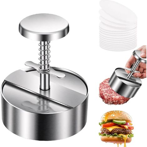 set de presse à burger antiadhésif pour des steaks uniformes, Presse à hamburger en métallique inoxydable, accessoire de (1/5)