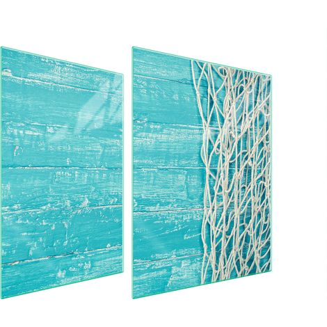 PLAQUE DE PROTECTION EN VERRE POUR POÊLE 70x52 TURQUOISE (1/5)
