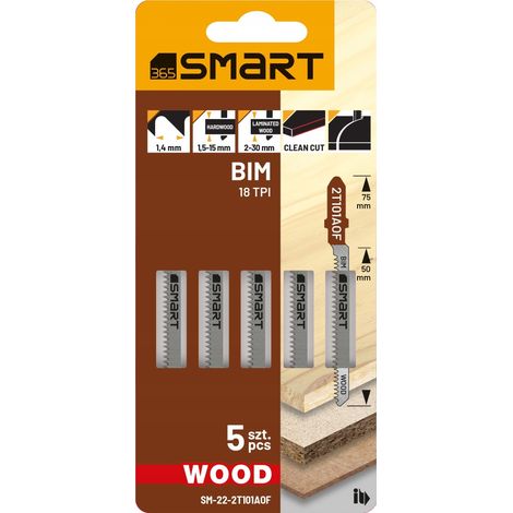 lame de scie sauteuse smart sm-22-2t101aof 18 tpi 75 mm (1/2)