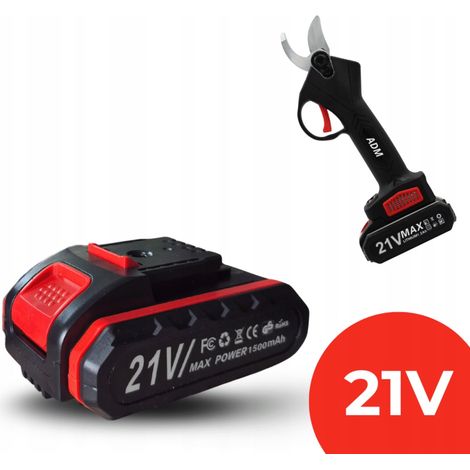 Batterie lithium-ion 21 V 1500 mAh pour sécateur sans fil ADM – Protection contre surcharge et surchauffe – Longue autonomie et légère