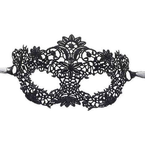 Masque de mascarade en dentelle vénitienne pour dames de luxe (noir classique avec ruban d'organza)